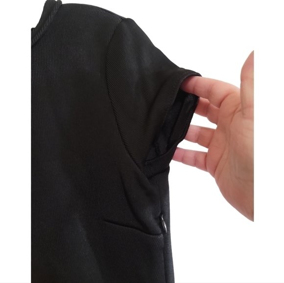Zara Woman Ponte Knit Ruffle Hem Mini Dress Black Medium Little Black Dress LBD - Picture 3 of 8
